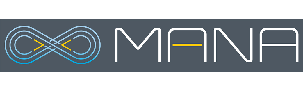 MANA logo featuring an infinity symbol above the word 'MANA' on a dark background.