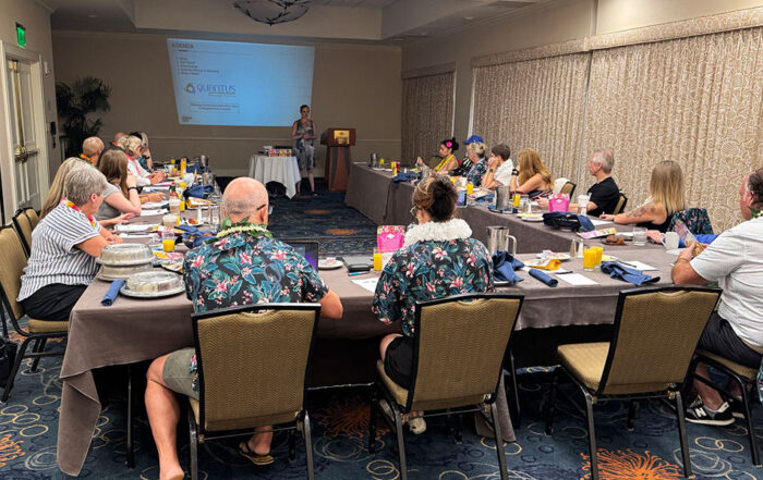Anna Covert presenting digital marketing strategies to a Hawaii business group, showing how small companies can drive real results